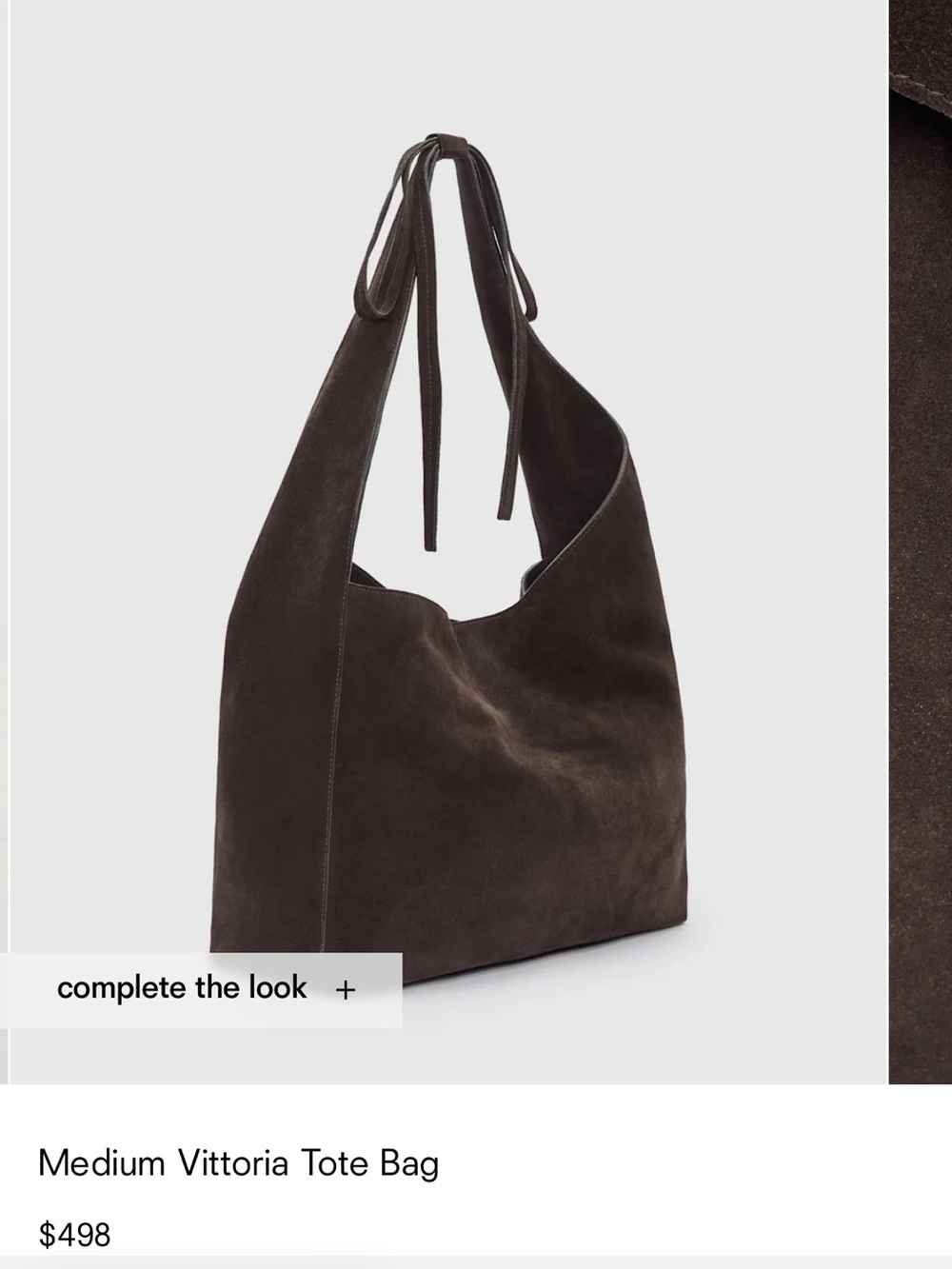 Reformation Dark Brown Suede Shoulder Hobo - Medium Vittoria Tote Bag - Picture 3 of 5